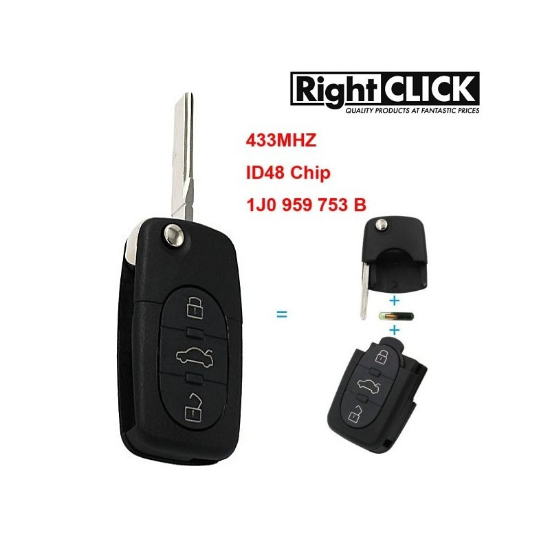 1J0959753B VW Remote Control 3-button 434Mhz
