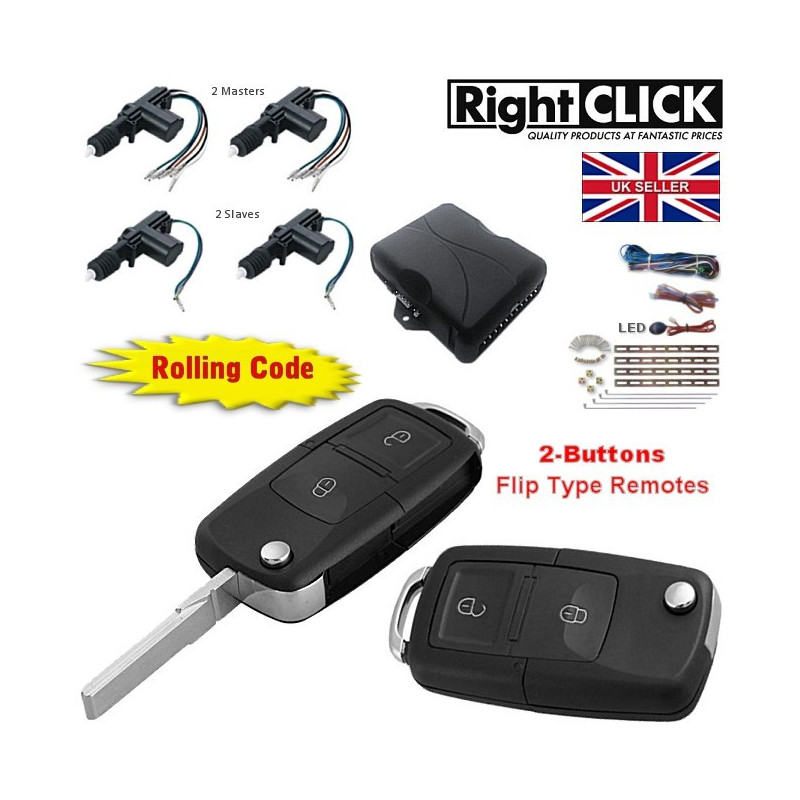 4 Door Central Locking Kit Remote Keyless VW "SUPER QUALITY" 4D-CLR851-2BTN
